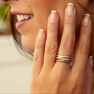 SAVVY CIE Tricolor Pave CZ Band Rings - Set of 3